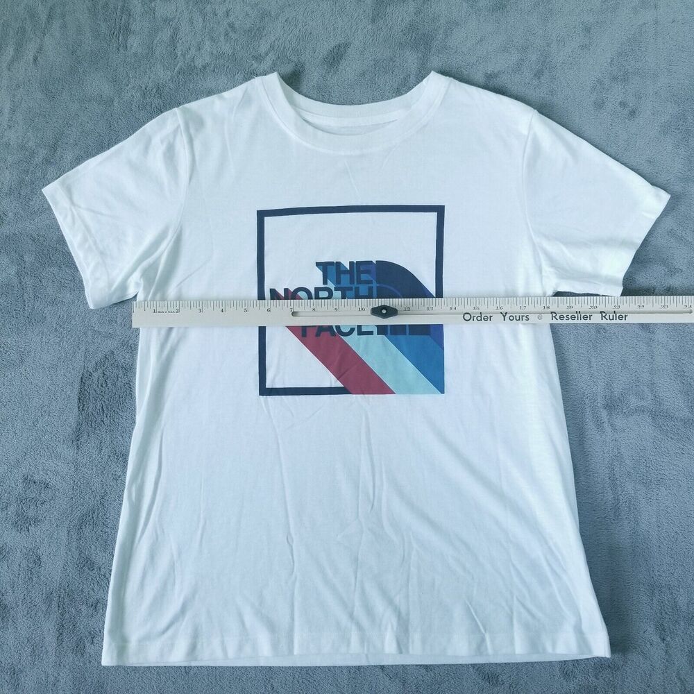 North Face TShirt Womens Size Large Logo USA Flag America White Red Blue - Picture 5 of 10